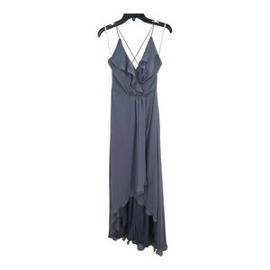 Jenny Packman for Dessy Sivlerstone JP1006‎ Ruffled Wrap High-Low Maxi Dress 0